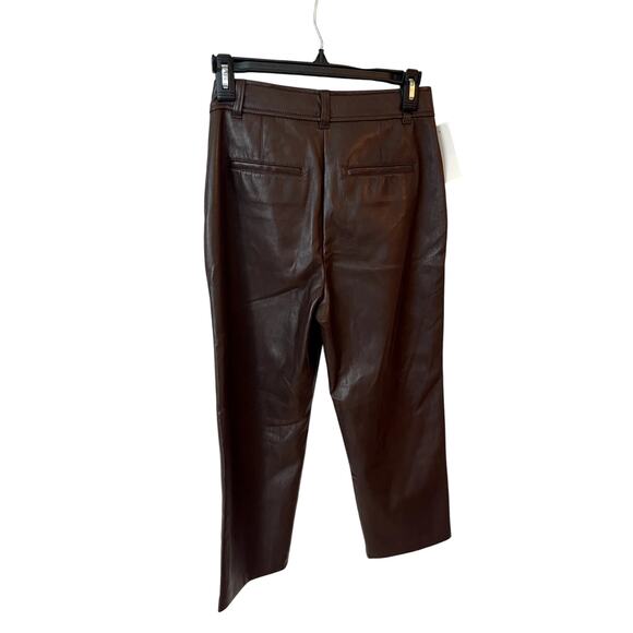 Babaton Command Cropped Faux Leather Pant – Rich Mocha Brown, Size 4 (NWT) - Picture 2 of 8